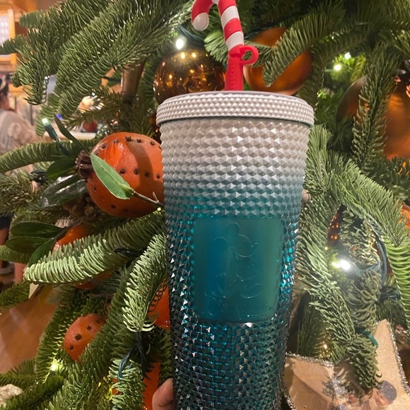 Starbucks Disney Cup Tumbler From Disneyland With Candy Cane Straw Cover 2023 - Picture 4 of 10